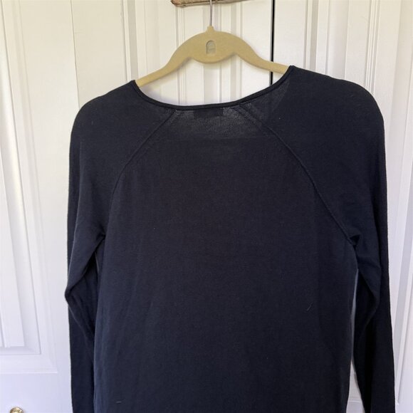 J. Jill Silk Blend Sweater V-Neck Long Sleeve Medium Lightweight Navy Blue - Picture 9 of 9